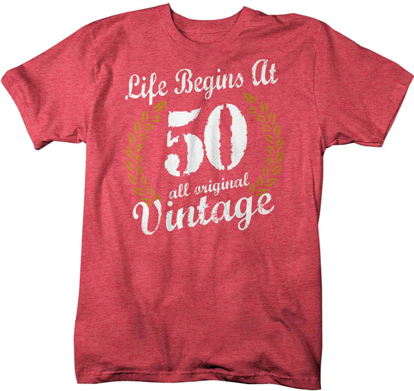 Men's Funny 50th Birthday T Shirt Life Begins At Shirts Fiftieth Birthday Shirts Shirt For 50th Classic Age Fifty Birthday Gift Unisex-Shirts By Sarah