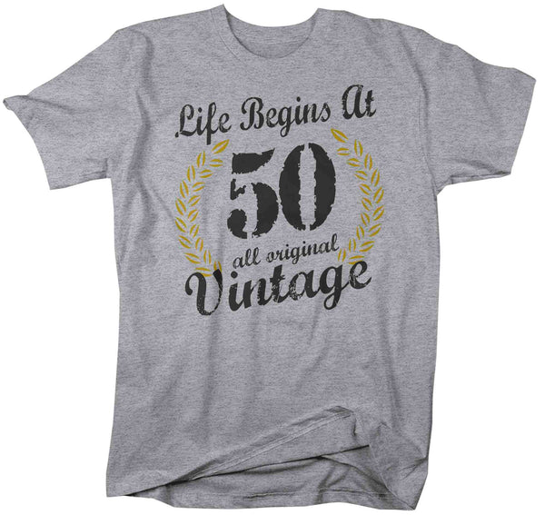 Men's Funny 50th Birthday T Shirt Life Begins At Shirts Fiftieth Birthday Shirts Shirt For 50th Classic Age Fifty Birthday Gift Unisex-Shirts By Sarah