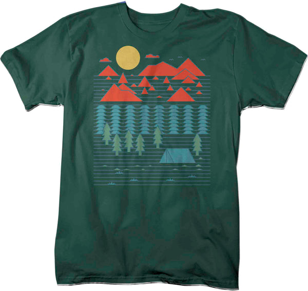 Men's Tent Camping Shirt Line Art T Shirt Camper Tee Go Camp Shirt Forest Hipster Shirt Outdoors Gift Idea Man Unisex Soft-Shirts By Sarah
