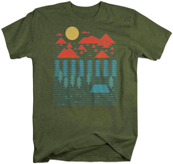 Men's Tent Camping Shirt Line Art T Shirt Camper Tee Go Camp Shirt Forest Hipster Shirt Outdoors Gift Idea Man Unisex Soft-Shirts By Sarah