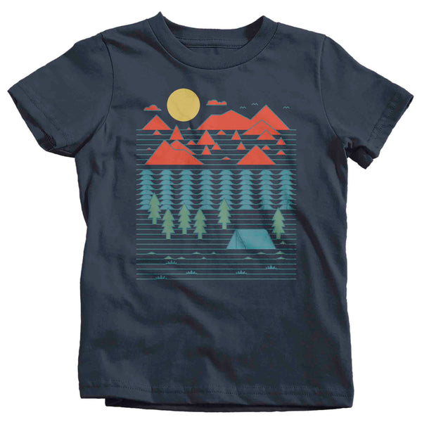 Kids Tent Camping Shirt Line Art T Shirt Camper Tee Go Camp Shirt Forest Hipster Shirt Outdoors Gift Idea Boy's Girl's Soft-Shirts By Sarah