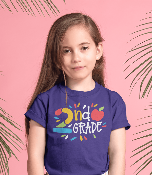 Kids Cute 2nd Grade T Shirt Cute First Shirt Boy's Girl's Second Grade Back To School Apple TShirt-Shirts By Sarah