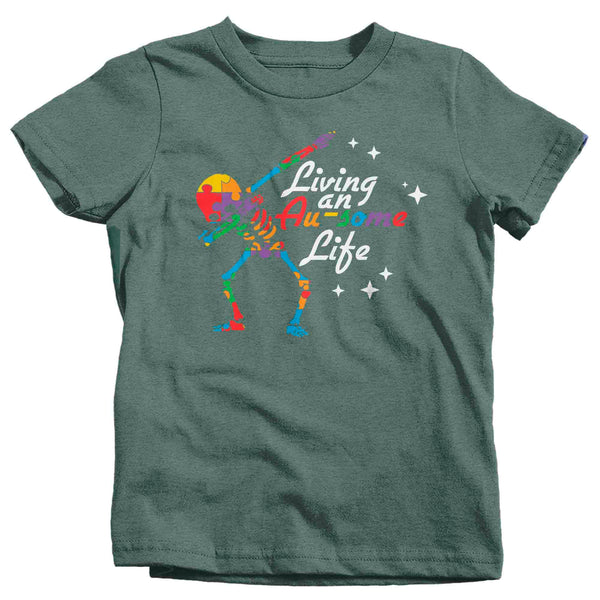 Kids Autism Shirt Living An AuSome Life Shirt Inspirational T-Shirt Spectrum Disorder T Shirt Autistic ASD Tee Unisex Youth Boy's Girl's-Shirts By Sarah
