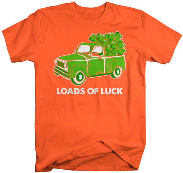 Men's Funny St. Patrick's Day Shirt Loads Of Luck T Shirt Pickup Truck Clover Lucky 4 Leaf Gift Saint Patricks Irish Green Man Unisex Tee-Shirts By Sarah