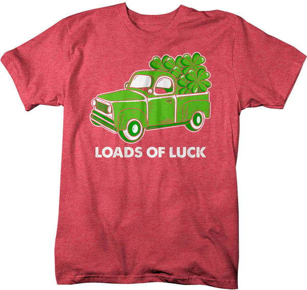 Men's Funny St. Patrick's Day Shirt Loads Of Luck T Shirt Pickup Truck Clover Lucky 4 Leaf Gift Saint Patricks Irish Green Man Unisex Tee-Shirts By Sarah