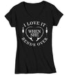 Women's V-Neck Funny Fishing Shirt Love It When She Bends Over T Shirt Fishing Rod Tshirt Crude Offensive Humor Ladies Soft Cotton Or Blend Tee