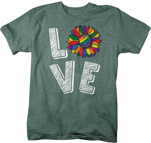 Men's Love LGBT T Shirt LGBTQ Support Shirt Sunflower Rainbow Shirts Inspirational LGBT Shirts Gay Trans Support Tee Man Unisex-Shirts By Sarah