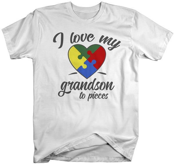 Men's Autism Grandpa T-Shirt Puzzle Heart Autism Shirts Love My Grandson To Pieces Awareness TShirt-Shirts By Sarah
