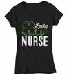 Women's V-Neck St. Patrick's Day T Shirt Lucky Nurse Shamrock Shirt Nurse St. Patrick's Day Shirt Lucky Nurse Tee