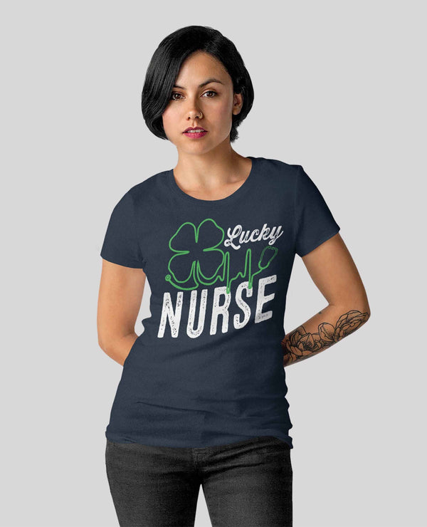 Women's St. Patrick's Day T Shirt Lucky Nurse Shamrock Shirt Nurse St. Patrick's Day Shirt Lucky Nurse Tee-Shirts By Sarah