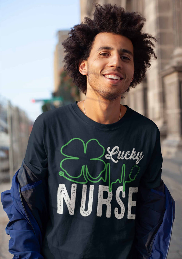 Men's St. Patrick's Day T Shirt Lucky Nurse Shamrock Shirt Nurse St. Patrick's Day Shirt Lucky Nurse Tee-Shirts By Sarah