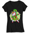 Women's V-Neck Funny St. Patrick's Day Shirt Lucky Unicorn T Shirt Rainbow Mythical Clover Horse Gift Saint Patricks Irish Ladies Woman Tee