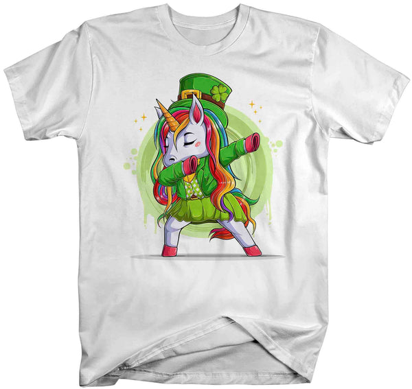 Men's Funny St. Patrick's Day Shirt Lucky Unicorn T Shirt Rainbow Mythical Clover Horse Gift Saint Patricks Irish Man Unisex Tee-Shirts By Sarah