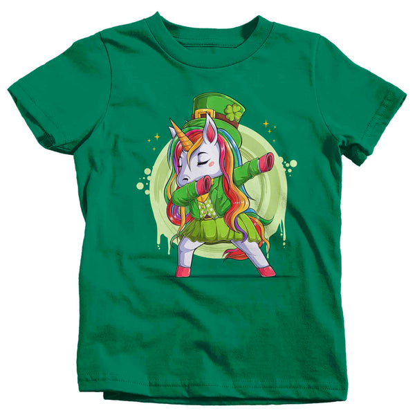 Kids Funny St. Patrick's Day Shirt Lucky Unicorn T Shirt Rainbow Mythical Clover Horse Gift Saint Patricks Irish Boy's Girl's Tee-Shirts By Sarah