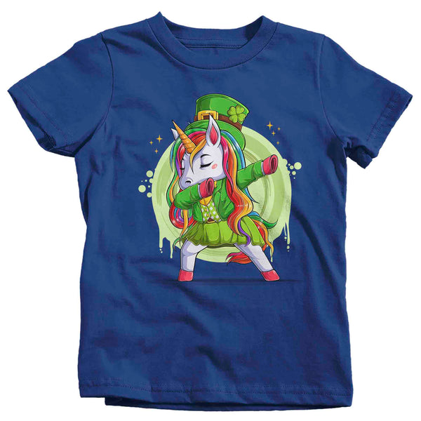 Kids Funny St. Patrick's Day Shirt Lucky Unicorn T Shirt Rainbow Mythical Clover Horse Gift Saint Patricks Irish Boy's Girl's Tee-Shirts By Sarah