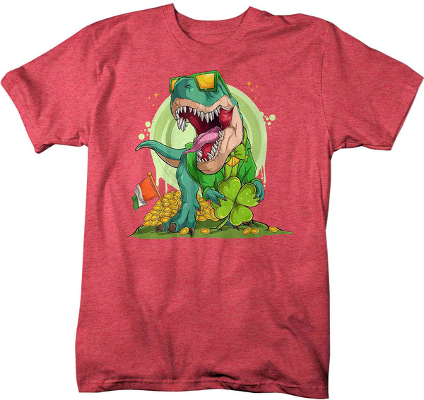 Men's Funny St. Patrick's Day Shirt Lucky T Rex T Shirt Tyrannosaurus Clover Dinosaur Gift Saint Patricks Irish Green Man Unisex Tee-Shirts By Sarah