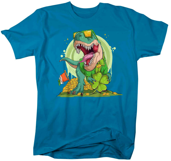 Men's Funny St. Patrick's Day Shirt Lucky T Rex T Shirt Tyrannosaurus Clover Dinosaur Gift Saint Patricks Irish Green Man Unisex Tee-Shirts By Sarah