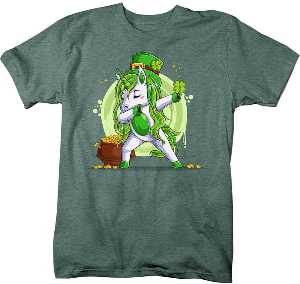 Men's Funny St. Patrick's Day Shirt Lucky Unicorn T Shirt Mythical Clover Horse Gift Saint Patricks Irish Green Man Unisex Tee-Shirts By Sarah