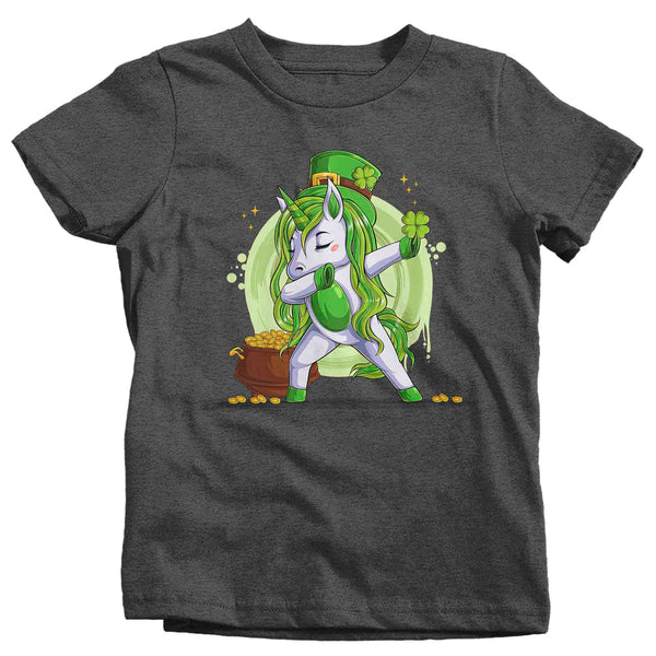 Kids Funny St. Patrick's Day Shirt Lucky Unicorn T Shirt Mythical Clover Horse Gift Saint Patricks Irish Green Boy's Girl's Youth Tee-Shirts By Sarah