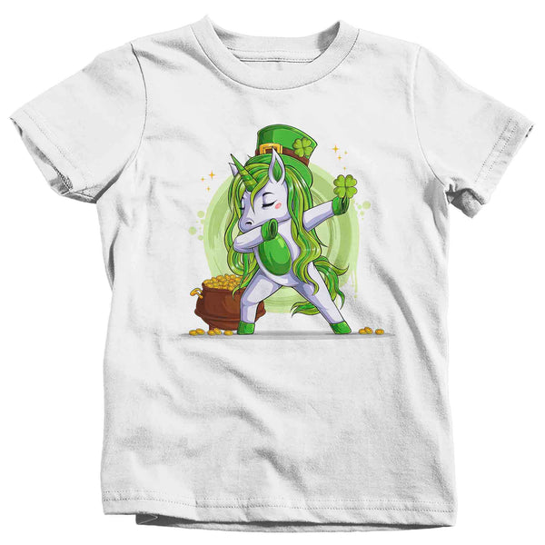 Kids Funny St. Patrick's Day Shirt Lucky Unicorn T Shirt Mythical Clover Horse Gift Saint Patricks Irish Green Boy's Girl's Youth Tee-Shirts By Sarah
