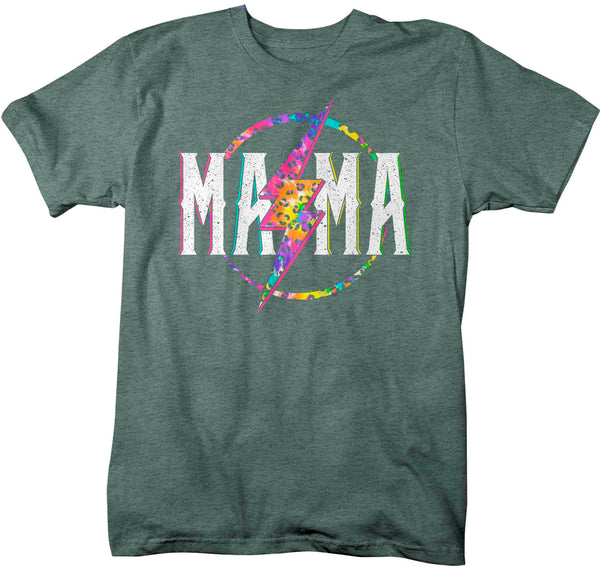 Unisex Mama Shirt Retro Mom T Shirt Leopard Mama TShirt Mother's Day Lightning Rocker Rock Star Tee Men's Soft Cotton Gift Idea-Shirts By Sarah