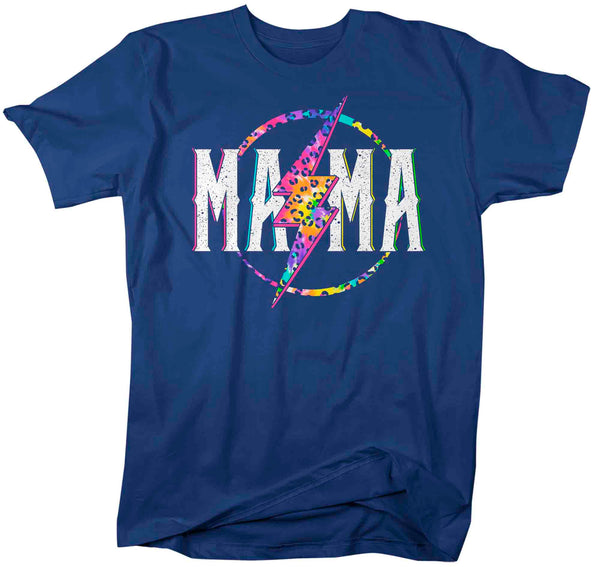 Unisex Mama Shirt Retro Mom T Shirt Leopard Mama TShirt Mother's Day Lightning Rocker Rock Star Tee Men's Soft Cotton Gift Idea-Shirts By Sarah