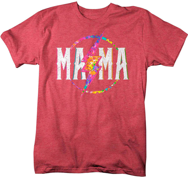 Unisex Mama Shirt Retro Mom T Shirt Leopard Mama TShirt Mother's Day Lightning Rocker Rock Star Tee Men's Soft Cotton Gift Idea-Shirts By Sarah