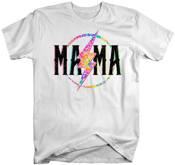 Unisex Mama Shirt Retro Mom T Shirt Leopard Mama TShirt Mother's Day Lightning Rocker Rock Star Tee Men's Soft Cotton Gift Idea-Shirts By Sarah