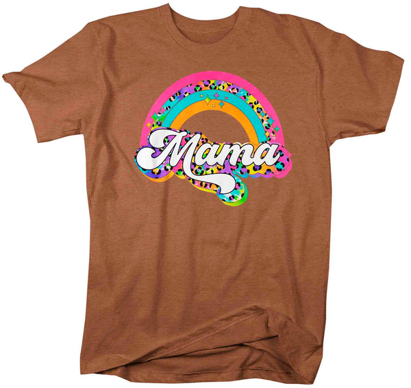 Unisex Retro Mama Shirt Rainbow Mom T Shirt Vintage Leopard Print TShirt Mother's Day Mama Tee Men's Soft Cotton Gift Idea-Shirts By Sarah