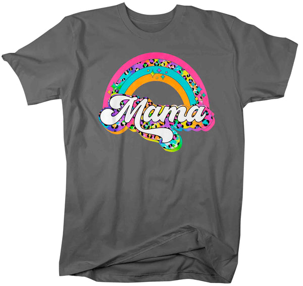 Unisex Retro Mama Shirt Rainbow Mom T Shirt Vintage Leopard Print TShirt Mother's Day Mama Tee Men's Soft Cotton Gift Idea-Shirts By Sarah