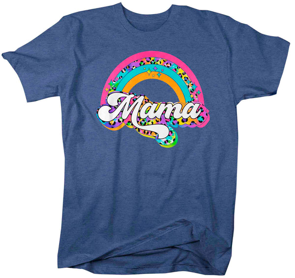 Unisex Retro Mama Shirt Rainbow Mom T Shirt Vintage Leopard Print TShirt Mother's Day Mama Tee Men's Soft Cotton Gift Idea-Shirts By Sarah