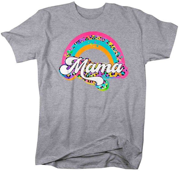 Unisex Retro Mama Shirt Rainbow Mom T Shirt Vintage Leopard Print TShirt Mother's Day Mama Tee Men's Soft Cotton Gift Idea-Shirts By Sarah