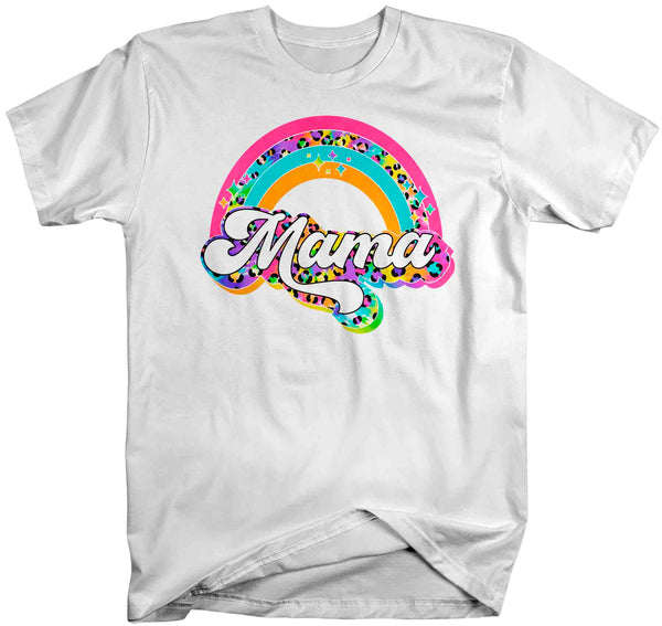 Unisex Retro Mama Shirt Rainbow Mom T Shirt Vintage Leopard Print TShirt Mother's Day Mama Tee Men's Soft Cotton Gift Idea-Shirts By Sarah