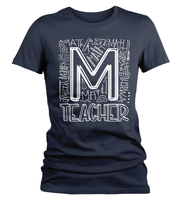 Women's Math Teacher T Shirt Math Typography T Shirt Cute Back To School Shirt Mathematics Teacher Gift Shirts-Shirts By Sarah