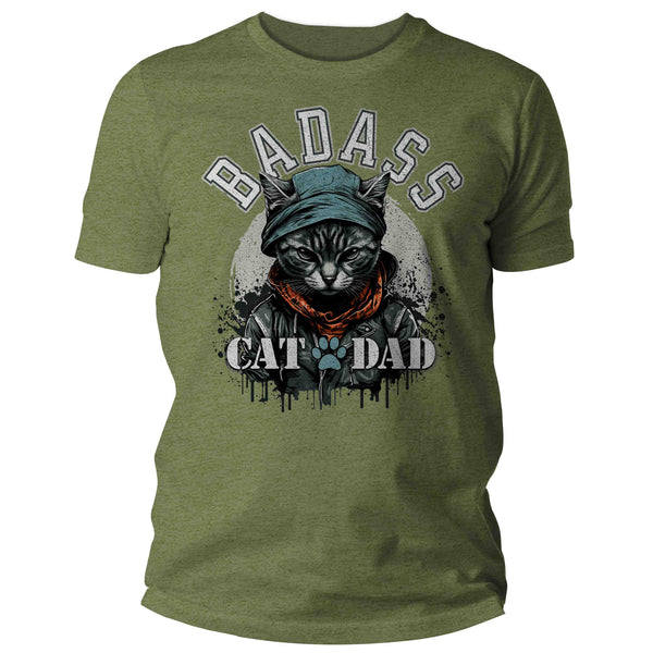 Men's Funny Dad Shirt Badass Cat Dad T Shirt Humor TShirt Father's Day Gift Hipster Kitty Dad Grunge Kitten Graphic Tee Man Unisex-Shirts By Sarah