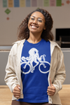 Women's Bicycle Octopus Shirt Illustration Hipster Streetwear Octopus Drawing Graphic Tee Cool Sea Ocean Life T Shirt Ladies