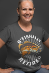 Women's Funny Fishing T-Shirt Ofishally Retired Vintage Shirt Fisherman Gift Humor Bass Fish Ladies Woman Graphic Tee