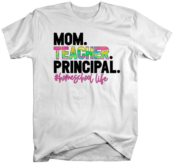 Men's Funny Home School Mom T Shirt Mom Teacher Principal HomeSchool Life Shirt Quarantine Remote Learning Tee-Shirts By Sarah