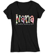 Women's V-Neck Nana Shirt Cute Great Grandma T Shirt Word Of Love Baby Reveal Family Theme TShirt Mother's Day Gift Graphic Tee Ladies
