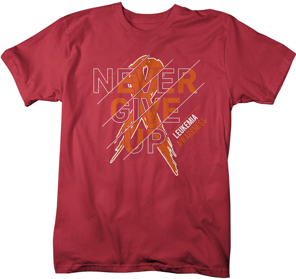 Men's Leukemia T Shirt Never Give Up Leukemia Shirts Orange Ribbon Cancer TShirt Leukemia Shirts Typography-Shirts By Sarah