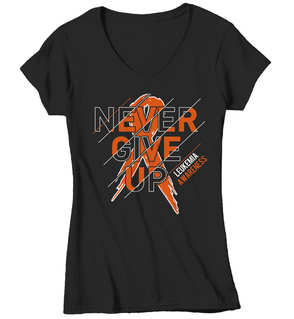 Women's Leukemia T Shirt Never Give Up Leukemia Shirts Orange Ribbon Cancer TShirt Leukemia Shirts Typography-Shirts By Sarah