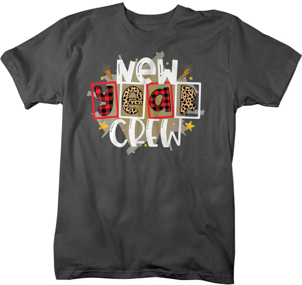 Men's New Year's Tee Happy New Year Crew Shirt T Shirt Leopard Shirts Party New Year Eve Celebrate Plaid Unisex Graphic Tee-Shirts By Sarah