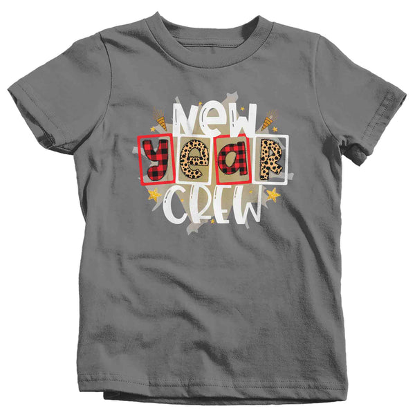 Kids New Year's Tee Happy New Year Crew Shirt T Shirt Leopard Shirts Party New Year Eve Celebrate Plaid Unisex Graphic Tee Youth-Shirts By Sarah