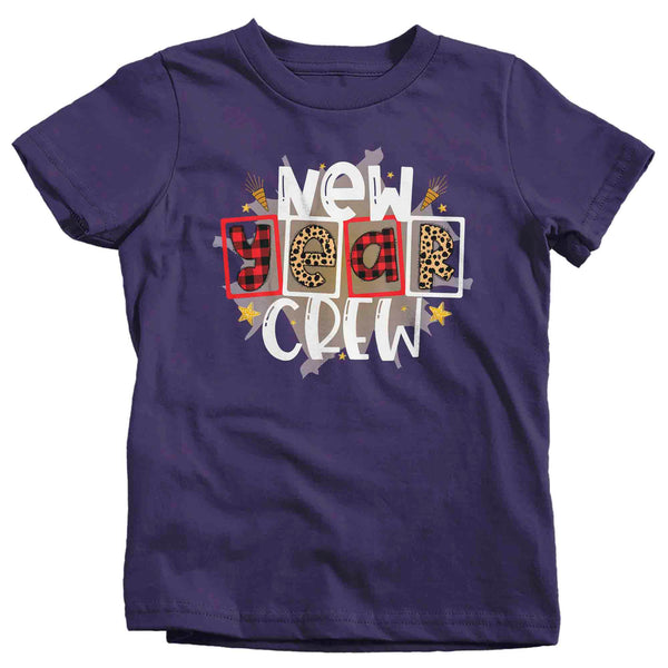 Kids New Year's Tee Happy New Year Crew Shirt T Shirt Leopard Shirts Party New Year Eve Celebrate Plaid Unisex Graphic Tee Youth-Shirts By Sarah