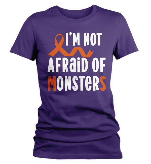 Women's Multiple Sclerosis T Shirt Not Afraid Monsters MS Shirt Orange Ribbon T Shirt Inspirational MS Shirt-Shirts By Sarah