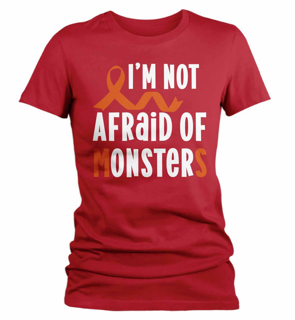 Women's Multiple Sclerosis T Shirt Not Afraid Monsters MS Shirt Orange Ribbon T Shirt Inspirational MS Shirt-Shirts By Sarah
