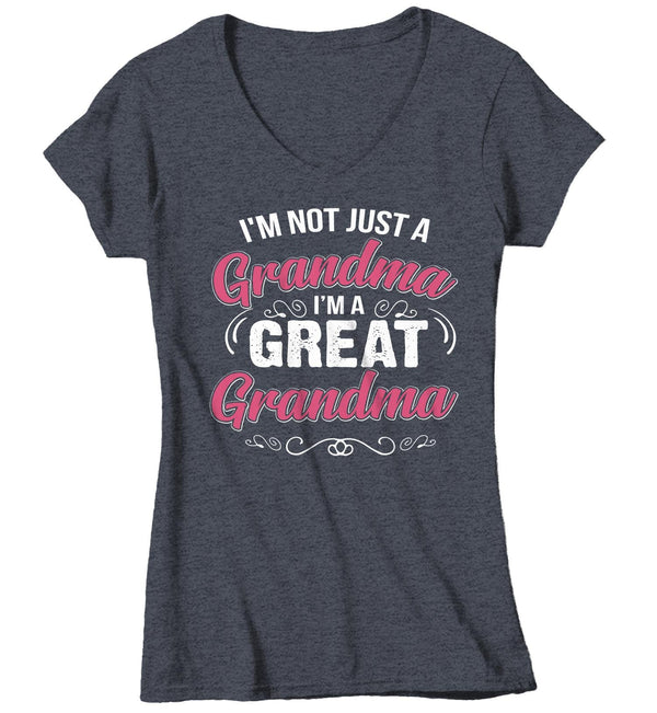 Women's V-Neck Great Grandma T Shirt Not Just Grandma Great Grandma Shirt Cute Grandma Shirt Grandma Gift-Shirts By Sarah