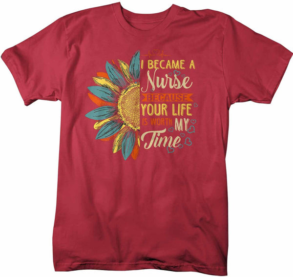 Men's Cute Nurse T Shirt Sunflower Shirt Your Life Is Worth My Time Vintage Shirt Tee Nurse Gift Idea-Shirts By Sarah