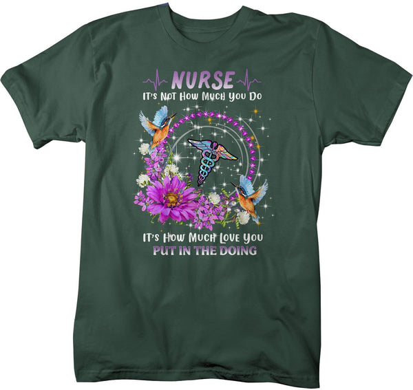 Men's Nurse T Shirt Love In Doing Nurse Shirt Cute Nurse Shirt Nurse Gift Idea Nursing Assistant Shirts Flower Hummingbird-Shirts By Sarah