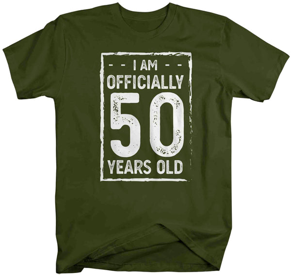 Men's 50th Birthday T-Shirt I Am Officially Fifty Years Old Shirt Gift Idea 50 Birthday Shirts Vintage Fiftieth Tee Shirt Man Unisex-Shirts By Sarah